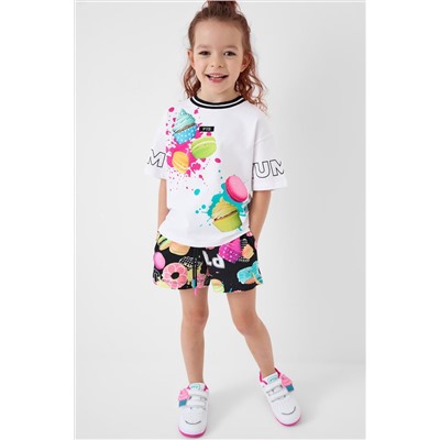 Комплект трикотажный для девочек: фуфайка (футболка), шорты PLAYTODAY, 1240326