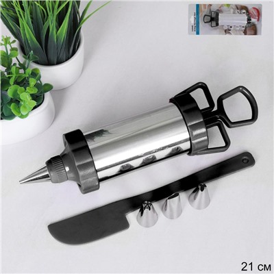 Кондитерский шприц с 4 насадками металл / 600-348 /уп 72/