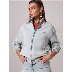 Джинсовый бомбер на молнии из эластичного плотного денима