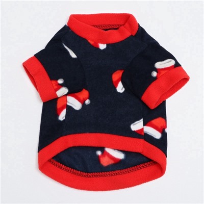 Толстовка для собак «Новогодний колпак», размер L, синяя (ДС 38, ОШ 34, ОГ 48 см)