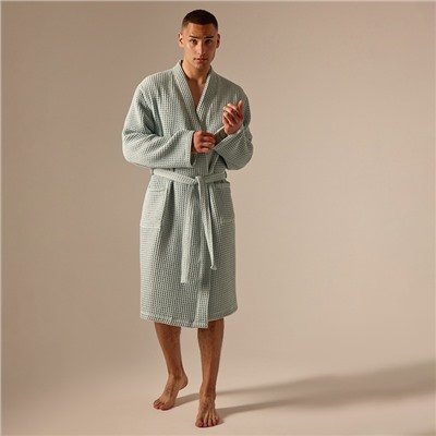 Халат вафельный мужской SL HOME: Boho «Аззура», размер M, хлопок 100%, бирюзовый