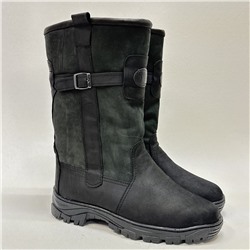 Мужские монголки черные из нубука на литой подошве