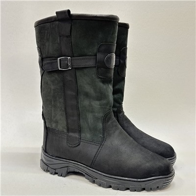 Мужские монголки черные из нубука на литой подошве