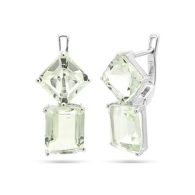 Серьги из серебра зеленый аметист, Саквер
