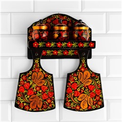 УЦЕНКА Набор «Земляничка», 6 предметов: 2 доски, 3 банки, подставка, хохлома