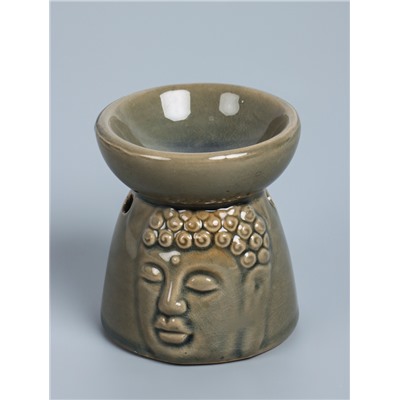 УЦЕНКА Аромалампа для эфирных масел керамика «Лик Будды», серая, 8×8×9 см