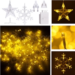 Электрогирлянда интерьерная "Звёздочки и снежинки" тёплый свет