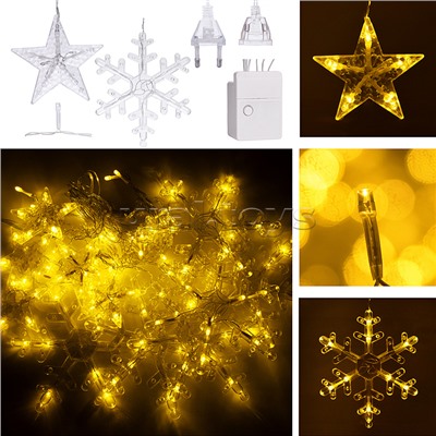 Электрогирлянда интерьерная "Звёздочки и снежинки" тёплый свет