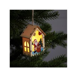 Ёлочная игрушка «Дед Мороз с подарками», 4.5×5×5.6 см, 1 LED, от батареек, свечение тёплое белое