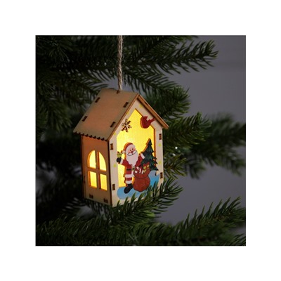 Ёлочная игрушка «Дед Мороз с подарками», 4.5×5×5.6 см, 1 LED, от батареек, свечение тёплое белое