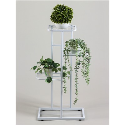 Подставка для цветов Greengo, 4 полки, 43×22×82 см, напольная, металл, белая