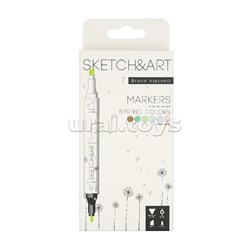 Набор двусторонних скетч-маркеров "Sketch&Art. Весенний пейзаж", 6 цв.
