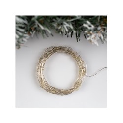 Гирлянда «Нить» 5 м роса, IP20, серебристая нить, 100 LED, 2 режима, батарейки AAх3 (нет в комплекте), свечение мульти (RGB)