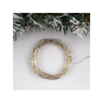 Гирлянда «Нить» 5 м роса, IP20, серебристая нить, 100 LED, 2 режима, батарейки AAх3 (нет в комплекте), свечение мульти (RGB)