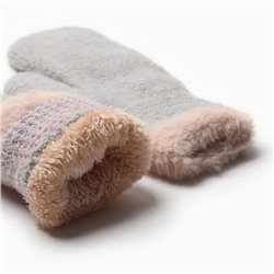 Варежки женские меховые MINAKU опушка, размер 22 см, серые