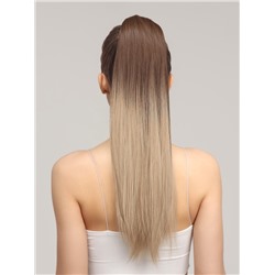 Хвост накладной, прямой волос, на резинке, 60 см, 100 г, омбре русый, блонд