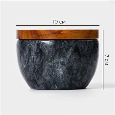 Банка для сыпучих Magistro Marte, мрамор, 150 мл, d=10 см, чёрная