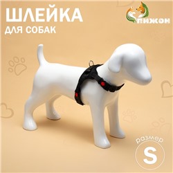Шлейка К7, размер S, ОГ 44-55 см, вес 5-9 кг, мягкая, светоотражающая, чёрная