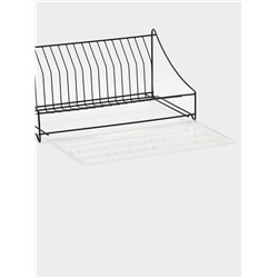 Сушилка для тарелок с поддоном, 38×17.5×23.5 см, чёрная
