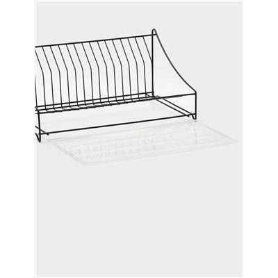 Сушилка для тарелок с поддоном, 38×17.5×23.5 см, чёрная