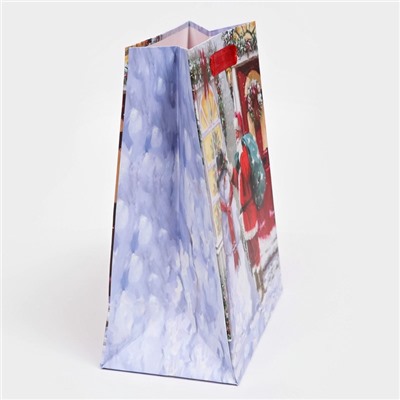 Пакет подарочный новогодний ламинированный «Снеговик с Сантой»,18×23×10 см