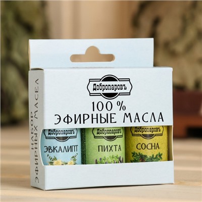 Набор эфирных масел эвкалипт, пихта, сосна, «Добропаровъ», 3 шт. по 17 мл