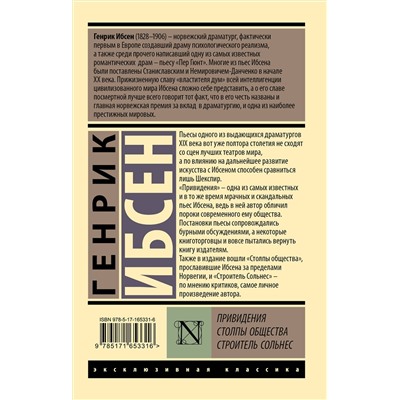 450905 АСТ Генрик Ибсен "Привидения. Столпы общества. Строитель Сольнес"
