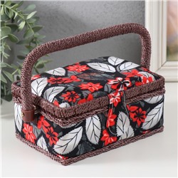 Шкатулка для рукоделия и шитья «Пуансеттия на чёрном», хранение ниток, иголок, мелочи, 18×12×9.5 см
