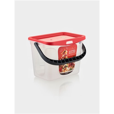 Контейнер для шашлыка c ручкой BEROSSI Leto, 6 л, пластик, прозрачный, крышка красная
