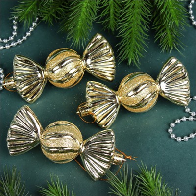 Елочное украшение Конфетка 3 штуки 10 см / 5624 /уп 120/ микс