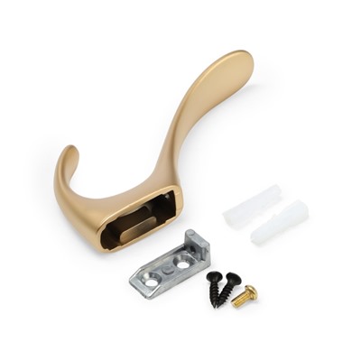 Крючок мебельный CAPPIO HEEL LIGHT 45BSG, двухрожковый, алюминиевый, цвет матовое золото