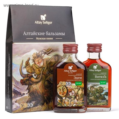 Подарочный набор безалкогольных алтайских бальзамов на травах «Мужской», 2 флакона по 100 мл