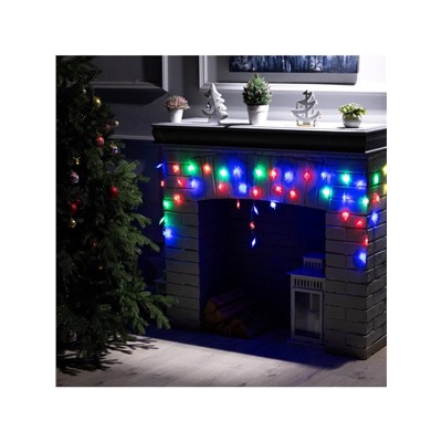 Гирлянда «Бахрома» 1.8×0.5 м с насадками «Звёзды», IP20, прозрачная нить, 48 LED, свечение мульти (RG/RB), мигание, 220 В