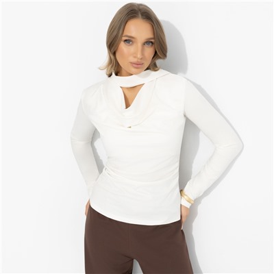 Лонгслив с креативным воротником, Гламур на максималках