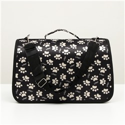 Сумка-переноска каркасная «Лапки Happy», размер М, 40×21×27 см, чёрная