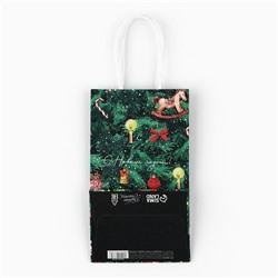 Пакет подарочный новогодний крафтовый «Новогодняя ёлочка», 12×21×9 см