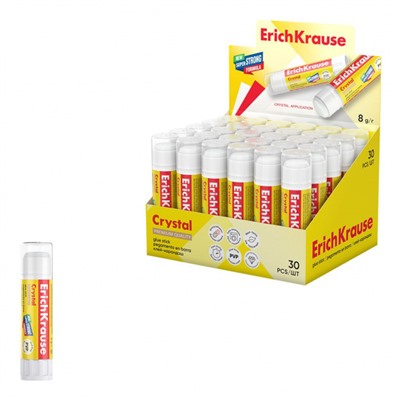 Клей-карандаш  8 гр ПВП (PVP) "ЭКСТРА Кристалл" повышенной прозрачности 10999 ErichKrause