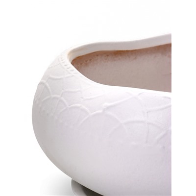 Горшок для кактусов и суккулентов «Бонсай», 2.5 л, 28×24×11 см, керамический, с поддоном, белый