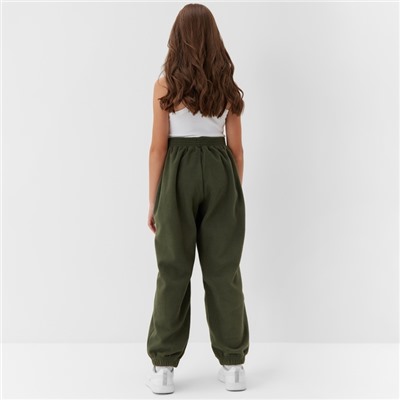 Брюки флисовые для девочки MINAKU: Fleece Soft, зелёные, рост 152 см