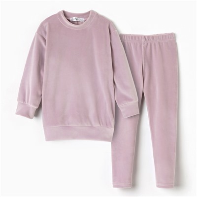Костюм детский (свитшот, лосины) KAFTAN Plushy, размер 30 (98-104 см), лиловый
