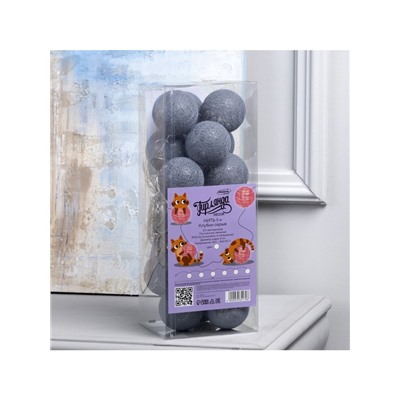 Гирлянда «Нить» 5 м с насадками «Клубки серые», IP20, прозрачная нить, 20 LED, свечение белое, 220 В