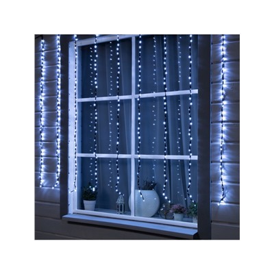 Гирлянда «Водопад» 2×1.5 м, IP44, тёмная нить, 400 LED, свечение белое, 8 режимов, 220 В