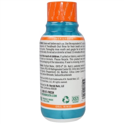 TheraBreath, Ополаскиватель для рта Fresh Breath, бодрящий вкус ледяной мяты, 3 жидких унции (88,7 мл)