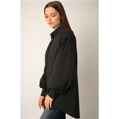 Женская удлиненная рубашка оверсайз с широкими рукавами Happyfox