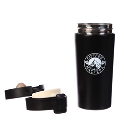 Термокружка Мастер К Style. Coffee, 380 мл, сохраняет тепло 8 ч, с ситечком, нержавеющая сталь, чёрная