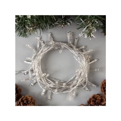 Гирлянда «Нить» 5 м, IP20, прозрачная нить, 50 LED, 8 режимов, 220 В, свечение синее