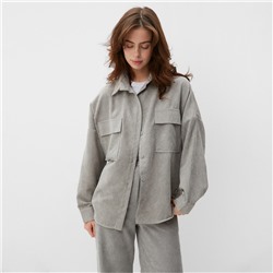 Рубашка женская MINAKU: Velvet collection, размер 52, светло-серая