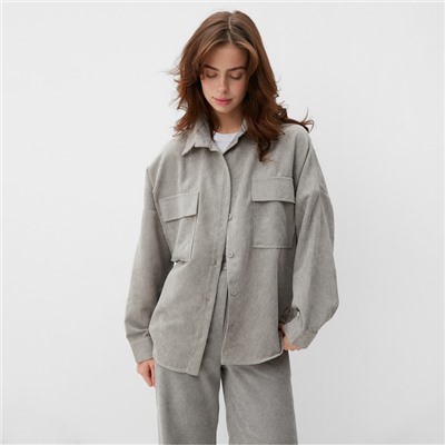 Рубашка женская MINAKU: Velvet collection, размер 52, светло-серая