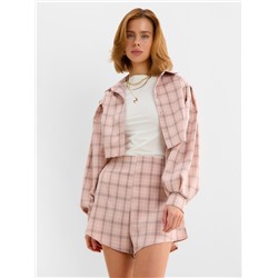 Костюм женский (блузка, шорты) MINAKU: Casual Collection, розовая клетка, размер 42