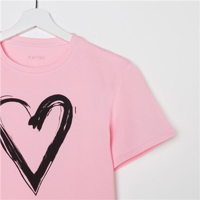 Пижама женская (футболка, брюки) KAFTAN Heart, размер 52-54